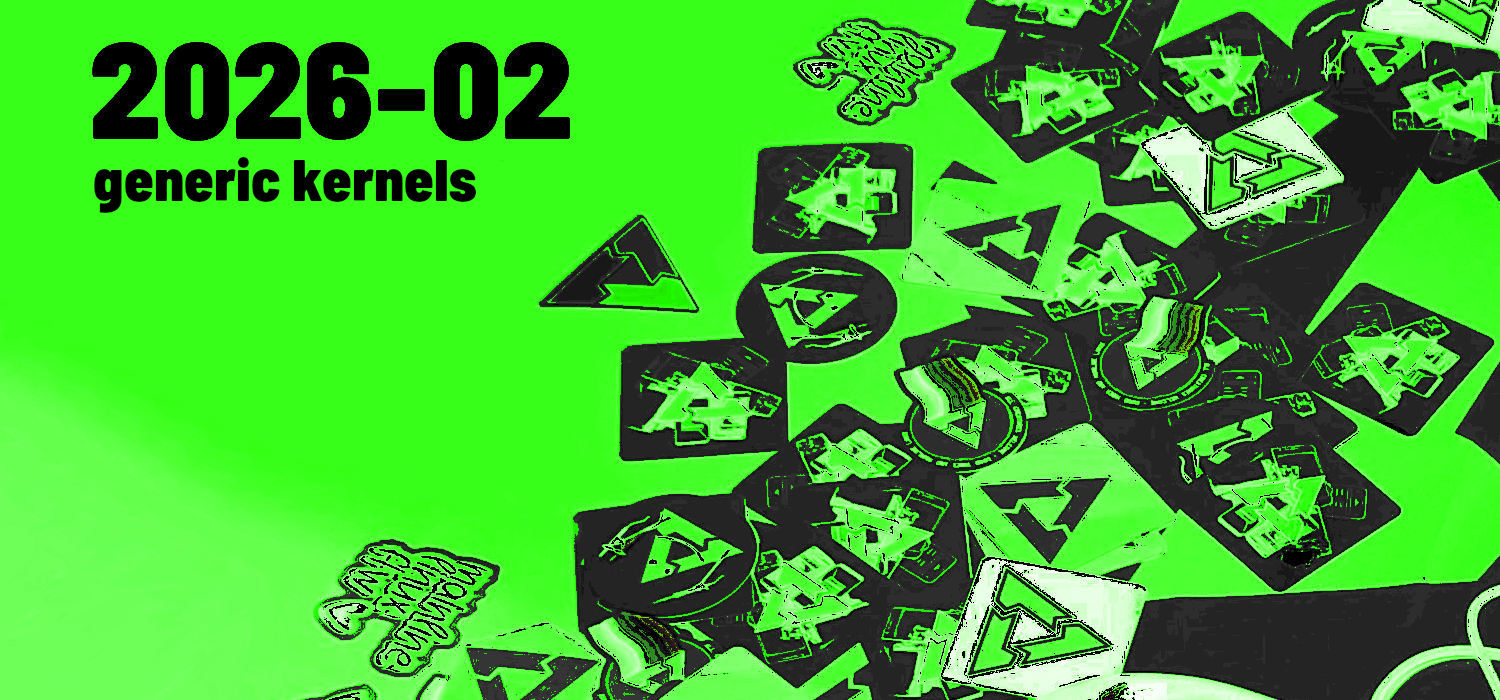 A bunch of postmarketOS stickers with weird colors